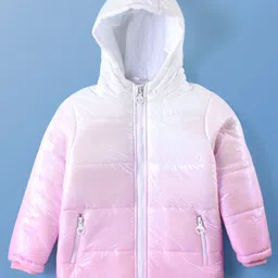 Pine Kids Woven Full Sleeves Front Open Padded Hooded Jacket with Ombre Design - White-picture-40