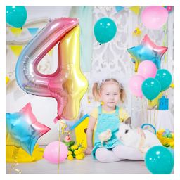 Party Anthem Giant 4 Number Birthday Foil Balloon Gradient Multicolor-19