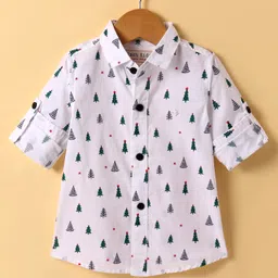 JASH KIDS Cotton Knit Full Sleeves Jungle Theme Printed Shirt - White-picture-6