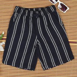 The Lion and the Fish Cotton Striped Shorts - Navy Blue & White-image-95