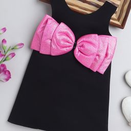 TINY MINY MEE Sleeveless Bow Applique Detailed Shimmered Dress - Black-image-14