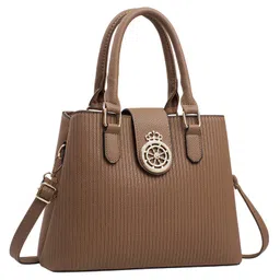 SYGA Elegant Striped Handbag for Women Crown Emblem Design, Convertible Crossbody & Shoulder Bag(Light Brown)-picture-32