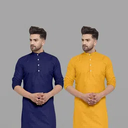 VS MALL Men Mustard Kurtas-image-93