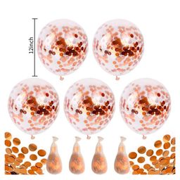 Bubble Trouble Transparent Balloons Bouquet Combo with Re Filled Confetti & Ribbons Pack of 10 - Rosegold image 3