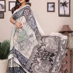 Shriyangan Pure Linen Block Print Saree image 2