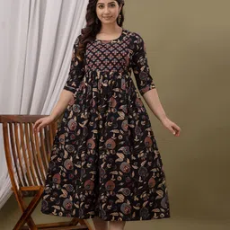 BAESD Women Floral Printed Cotton Maternity Maxi Dress-image-93