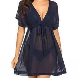 Dahr Blue Georgette Nightdress-image-56