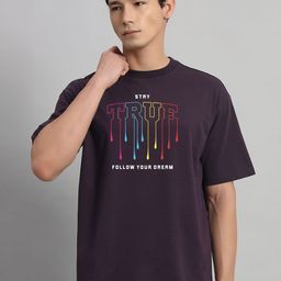 SWAGNOX Men Typography Printed Round Neck Cotton Oversized T-Shirt-image-67
