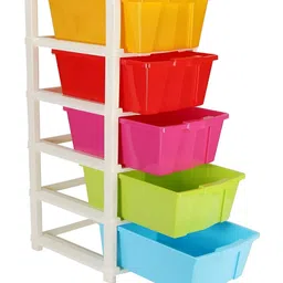 SUMOWARE INDUSTRIES White & Red Textured 5 Tier Modular Drawer-29