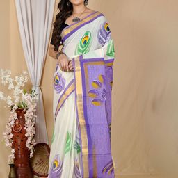 DipDiya Ethnic Motifs Printed Pure Cotton Taant Saree-image-74