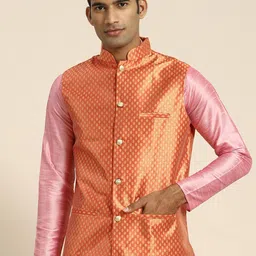 SOJANYA Men Woven Design Nehru Jacket-0