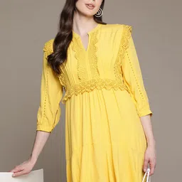 Label Ritu Kumar Floral Crepe A-Line Dress-image-20