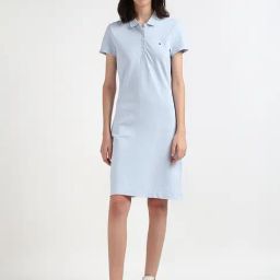 TOMMY HILFIGER Blue Cotton Slim Fit T Shirt Dress-picture-12