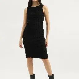 United Colors of Benetton Black Textured Bodycon Dress-picture-44