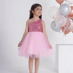 Ministitch Girls Baby Pink Sequence Party Dress-image-16