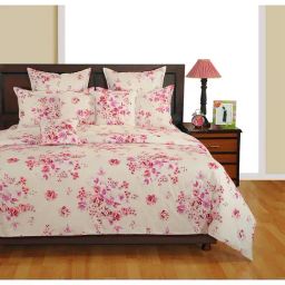 Swayam White Cotton Floral King Bed Sheets 2 Pillow Covers-image-92