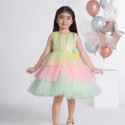 Ministitch Girls Lemon Yellow Sequence Party Dress-image-17