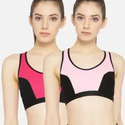 Lady Lyka Multicolor Non Wired Non Padded Sports Bra (Pack Of 2)-image-87