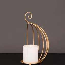 Aapno Rajasthan Gold Candle Holder - Set of 1-image-22