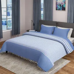Saral Home Fab Blue 350 TC Bed Sheet Set-image-33