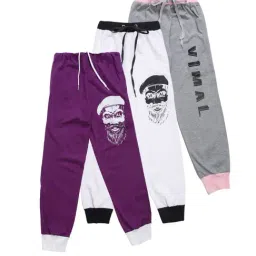 Vimal Jonney Kids Multicolor Printed Trackpants - Pack of 3-image-77