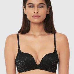 Wacoal Zephyr Padded Non-Wired 3/4Th Cup Push-Up PlungeBra - Black-image-13