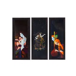 eCraftIndia Set Of 3 Radha Krishna Satin Matt Texture UV Art Painting-image-76