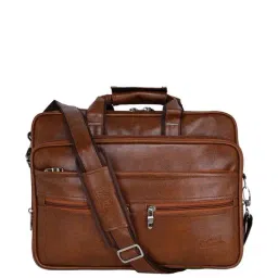 Leather World Tan Synthetic Medium Laptop Messenger Bag-picture-0