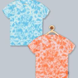 Kiddopanti Boys Blue & Orange Tie- Dye T-Shirt (Pack Of 2)-image-36