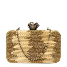 NR by Nidhi Rathi Golden Fabric Clutch-80