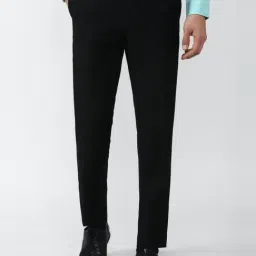 Peter England Elite Black Slim Fit Trousers-image-27