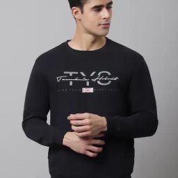 Cantabil Dark Navy Regular Fit Printed Sweatshirt-image-57