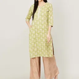Melange by Lifestyle Green Printed Straight Kurta-20