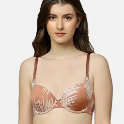 Triumph Brown Printed Half Coverage T-Shirt Bra-19