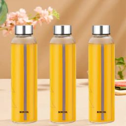 ?Borosil Water Bottle with Fridge Safe & Leakproof Set of 3 (Transparent, ?550 ml)-115