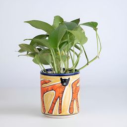 FREEDOM TREE Yellow & Orange-Colored PrintedCeramic Planters-25