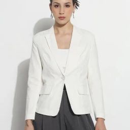 SHOWOFFFF White Solid Blazer-image-64