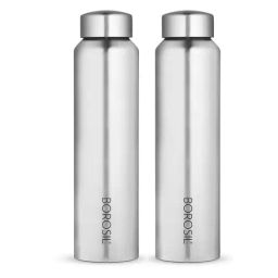 ?Borosil Water Bottle with Single Wall & Leakproof Set of 2 (Silver, ?1000 ml)-28
