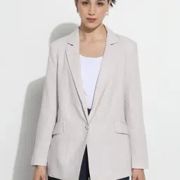 SHOWOFFFF Grey Solid Blazer-image-53
