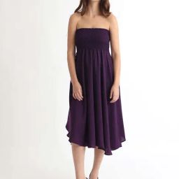 RAREISM Purple Viscose Solid Sleeveless Dress-picture-31