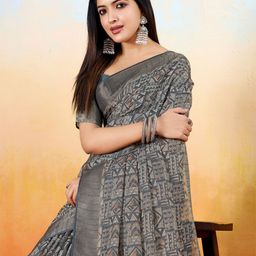 Ethnielle Geometric Printed Traditional Saree-26