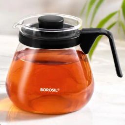 Borosil 1 Litre Carafe with Lid, Borosilicate Glass Kettle, Flame Proof (Transparent)-54