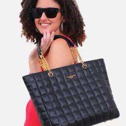 Carlton London Black Textured Medium Tote Handbag-33