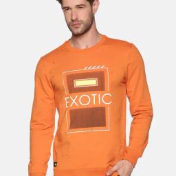 SHOWOFF Orange Cotton Slim Fit Printed Sweatshirt-image-35