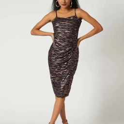 Globus Brown & Black Printed Midi Dress-image-62