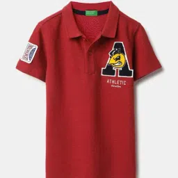 United Colors of Benetton Boys Red Cotton Applique Tshirt-picture-7