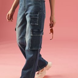 DressBerry Women Baggy Wide High-Rise Heavy Fade Stretchable Jeans-image-24