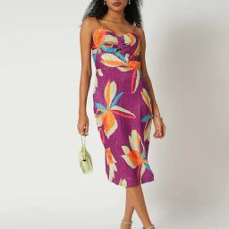 Globus Purple Floral Print Midi Dress-image-51