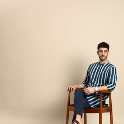 Anouk Men Blue & White Striped Kurta-image-92