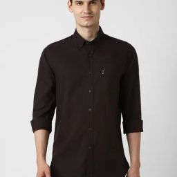 Peter England Brown Slim Fit Solid Shirt-picture-47